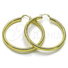 Oro Laminado Large Hoop, Gold Filled Style Hollow Design, Diamond Cutting Finish, Golden Finish, 02.213.0812.60