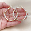Oro Laminado Large Hoop, Gold Filled Style Hollow Design, Diamond Cutting Finish, Tricolor, 02.213.0311.1.50