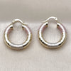 Oro Laminado Medium Hoop, Gold Filled Style Hollow Design, Diamond Cutting Finish, Tricolor, 02.213.0759.1.25