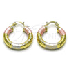 Oro Laminado Medium Hoop, Gold Filled Style Hollow Design, Diamond Cutting Finish, Tricolor, 02.213.0759.1.25