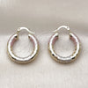 Oro Laminado Medium Hoop, Gold Filled Style Hollow Design, Diamond Cutting Finish, Tricolor, 02.213.0309.1.25