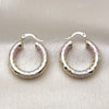 Oro Laminado Medium Hoop, Gold Filled Style Hollow Design, Diamond Cutting Finish, Tricolor, 02.213.0309.1.25