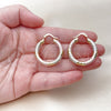 Oro Laminado Medium Hoop, Gold Filled Style Hollow Design, Diamond Cutting Finish, Tricolor, 02.213.0309.1.30