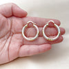 Oro Laminado Medium Hoop, Gold Filled Style Hollow Design, Diamond Cutting Finish, Tricolor, 02.213.0309.1.30