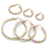 Oro Laminado Medium Hoop, Gold Filled Style Hollow Design, Diamond Cutting Finish, Tricolor, 02.213.0309.1.30
