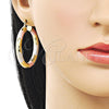 Oro Laminado Medium Hoop, Gold Filled Style Hollow Design, Diamond Cutting Finish, Tricolor, 02.213.0309.1.40