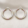 Oro Laminado Medium Hoop, Gold Filled Style Hollow Design, Diamond Cutting Finish, Tricolor, 02.213.0309.1.40