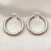 Oro Laminado Medium Hoop, Gold Filled Style Hollow Design, Diamond Cutting Finish, Tricolor, 02.213.0309.1.40