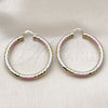 Oro Laminado Large Hoop, Gold Filled Style Hollow Design, Diamond Cutting Finish, Tricolor, 02.213.0309.1.50