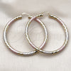 Oro Laminado Large Hoop, Gold Filled Style Hollow Design, Diamond Cutting Finish, Tricolor, 02.213.0309.1.70