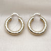 Oro Laminado Small Hoop, Gold Filled Style Hollow Design, Diamond Cutting Finish, Golden Finish, 02.213.0818.25