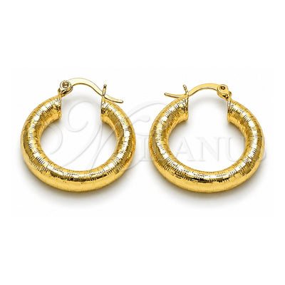 Oro Laminado Small Hoop, Gold Filled Style Hollow Design, Diamond Cutting Finish, Golden Finish, 02.213.0818.25