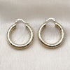 Oro Laminado Medium Hoop, Gold Filled Style Hollow Design, Diamond Cutting Finish, Golden Finish, 02.213.0818.30