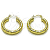 Oro Laminado Medium Hoop, Gold Filled Style Hollow Design, Diamond Cutting Finish, Golden Finish, 02.213.0818.30