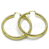 Oro Laminado Large Hoop, Gold Filled Style Hollow Design, Diamond Cutting Finish, Golden Finish, 02.213.0818.60