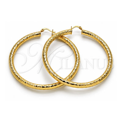 Oro Laminado Extra Large Hoop, Gold Filled Style Hollow Design, Diamond Cutting Finish, Golden Finish, 02.213.0818.70
