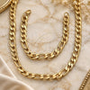 Stainless Steel Necklace and Bracelet, Figaro Design, Polished, Golden Finish, 06.257.0005