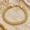 Stainless Steel Basic Bracelet, Curb Design, Polished, Golden Finish, 03.278.0015.1.09 (Thickness, 9 Inches Length)