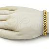 Stainless Steel Basic Bracelet, Miami Cuban Design, Polished, Golden Finish, 03.257.0001.09 (09 MM Thickness, 9 Inches Length)