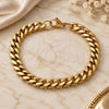 Stainless Steel Basic Bracelet, Miami Cuban Design, Polished, Golden Finish, 03.257.0001.09 (09 MM Thickness, 9 Inches Length)