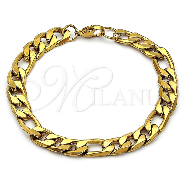 Stainless Steel Basic Bracelet, Figaro Design, Polished, Golden Finish, 03.257.0002.09