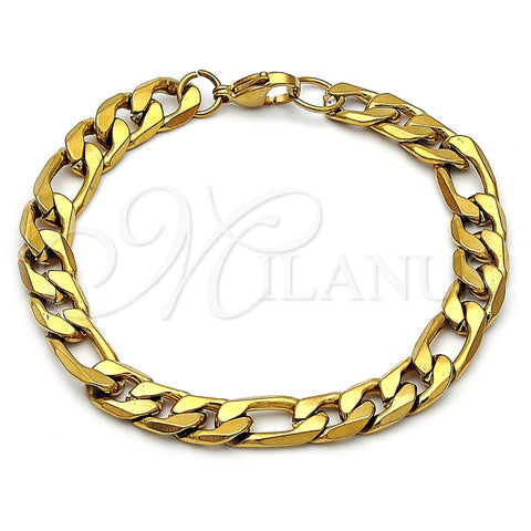 Stainless Steel Basic Bracelet, Figaro Design, Polished, Golden Finish, 03.257.0002.09