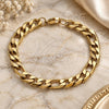 Stainless Steel Basic Bracelet, Figaro Design, Polished, Golden Finish, 03.257.0002.09 (Thickness, 9 Inches Length)