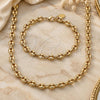 Oro Laminado Necklace and Bracelet, Gold Filled Style Puff Mariner Design, Polished, Golden Finish, 06.63.0299