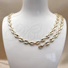 Oro Laminado Necklace and Bracelet, Gold Filled Style Puff Mariner Design, Polished, Golden Finish, 06.63.0300.24