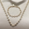 Oro Laminado Necklace and Bracelet, Gold Filled Style Puff Mariner Design, Polished, Golden Finish, 06.63.0300.24