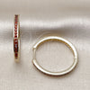 Oro Laminado Huggie Hoop, Gold Filled Style with Garnet Cubic Zirconia, Polished, Golden Finish, 02.195.0297.2.30