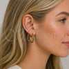 Oro Laminado Huggie Hoop, Gold Filled Style with Green Cubic Zirconia, Polished, Golden Finish, 02.195.0297.4.30