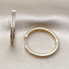 Oro Laminado Huggie Hoop, Gold Filled Style with Pink Cubic Zirconia, Polished, Golden Finish, 02.195.0297.5.30
