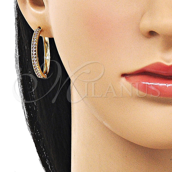 Gold Filled Hoop Earrings — Huggie Hoop with Amethyst Cubic Zirconia Polished 02. — alternate product view — SKU 160121 | Oro Laminado aretes de aro — Huggie Hoop with Amethyst Cubic Zirconia pulido 02. — SKU 160121