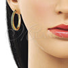 Oro Laminado Huggie Hoop, Gold Filled Style with Green Cubic Zirconia, Polished, Golden Finish, 02.195.0300.4.30