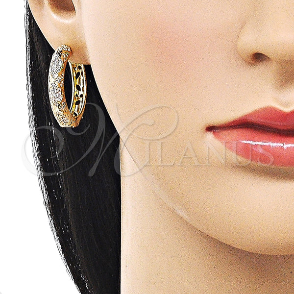 Gold Filled Hoop Earrings — Huggie Hoop with White Cubic Zirconia Polished 02. — alternate product view — SKU 160126 | Oro Laminado aretes de aro — Huggie Hoop with blanco Cubic Zirconia pulido 02. — SKU 160126