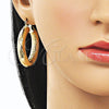 Oro Laminado Medium Hoop, Gold Filled Style Hollow Design, Diamond Cutting Finish, Golden Finish, 02.163.0316.40