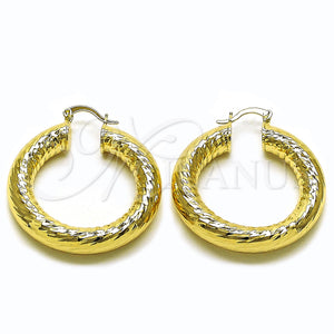 Gold Filled Hoop Earrings — Medium Hoop Hollow Design Diamond Cutting 02. — main product view — SKU 160129 | Oro Laminado aretes de aro — Medium Hoop Hollow diseño Diamond Cutting 02. — SKU 160129