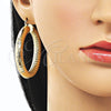 Oro Laminado Medium Hoop, Gold Filled Style Hollow Design, Diamond Cutting Finish, Golden Finish, 02.163.0316.50