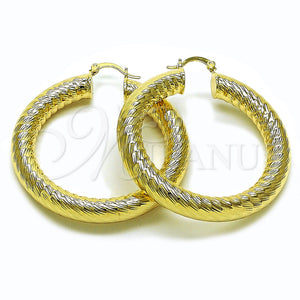 Gold Filled Hoop Earrings — Medium Hoop Hollow Design Diamond Cutting 02. — main product view — SKU 160130 | Oro Laminado aretes de aro — Medium Hoop Hollow diseño Diamond Cutting 02. — SKU 160130