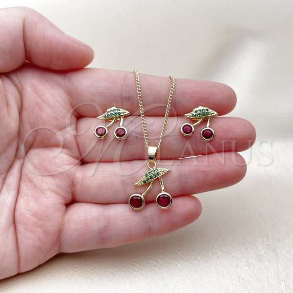 Gold Filled Ring — Earring and Pendant Adult Set Cherry Design with — alternate product view — SKU 160135 | Oro Laminado anillo — Earring and Pendant Adult Set Cherry diseño with — SKU 160135
