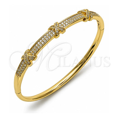 Oro Laminado Individual Bangle, Gold Filled Style with White Cubic Zirconia, Polished, Golden Finish, 07.283.0005.04 (07 MM Thickness, Size 4 (2.25 Diameter))