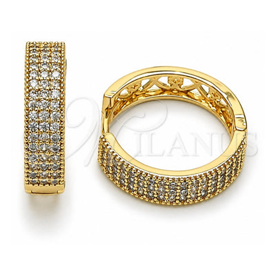 Oro Laminado Huggie Hoop, Gold Filled Style with White Cubic Zirconia, Polished, Golden Finish, 02.283.0262.25