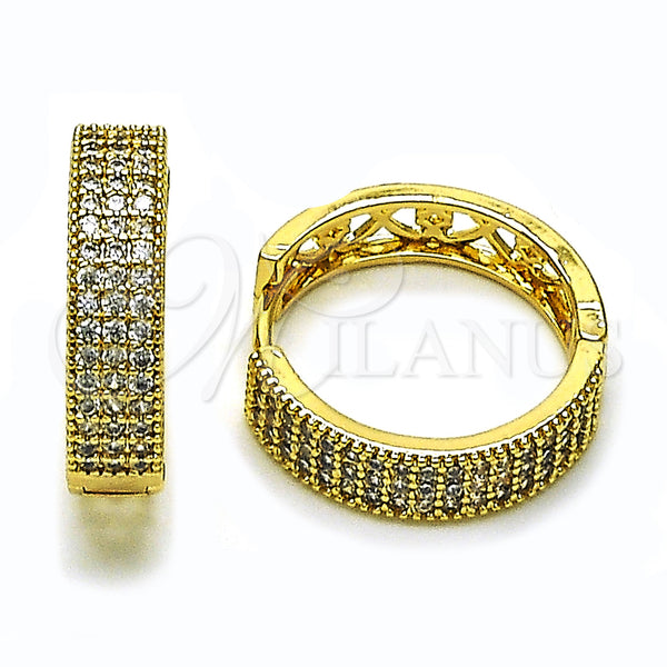 Gold Filled Hoop Earrings — Huggie Hoop with White Cubic Zirconia Polished 02. — main product view — SKU 160144 | Oro Laminado aretes de aro — Huggie Hoop with blanco Cubic Zirconia pulido 02. — SKU 160144