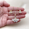 Oro Laminado Earring and Pendant Adult Set, Gold Filled Style Teardrop Design, with White Cubic Zirconia, Polished, Golden Finish, 10.283.0029.1