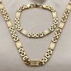 Stainless Steel Necklace and Bracelet, Infinite Design, Polished, Golden Finish, 06.116.0007.1.22