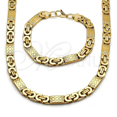Stainless Steel Necklace and Bracelet, Infinite Design, Polished, Golden Finish, 06.116.0007.1