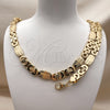 Stainless Steel Necklace and Bracelet, Cross Design, Polished, Golden Finish, 06.116.0006.1.22