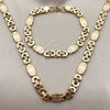 Stainless Steel Necklace and Bracelet, Cross Design, Polished, Golden Finish, 06.116.0006.1.22