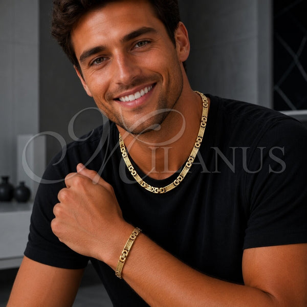 Stainless Steel Bracelet — Necklace and Bracelet Greek Key Design Polished 06. — alternate product view — SKU 160150 | Acero Inoxidable brazalete — Necklace and Bracelet Greek Key diseño pulido 06. — SKU 160150